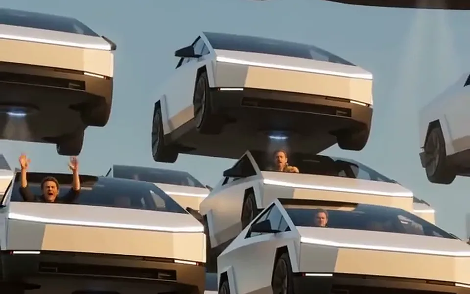 Rush Hour in the Sky: You wave from a flying car stuck in a sky full of flying cars
